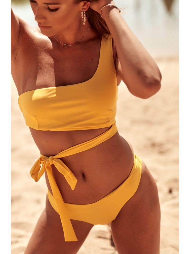 Two-piece asymmetric yellow swimsuit K17 - Online store - Boutique